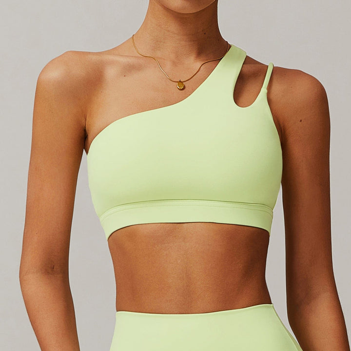 Valantomode | High Support One-Shoulder Asymmetrical Sports Bra for Women with Removable Pads