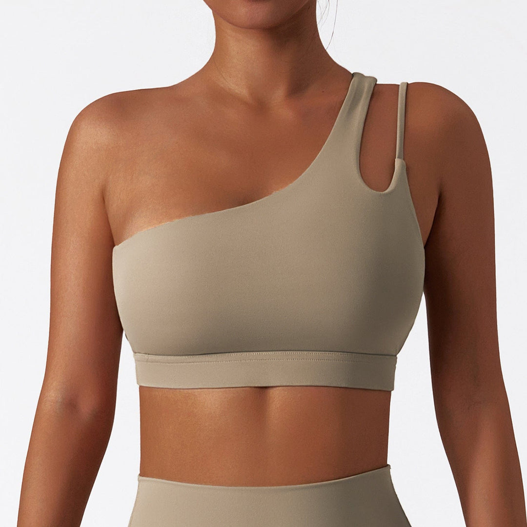 Valantomode | High Support One-Shoulder Asymmetrical Sports Bra for Women with Removable Pads