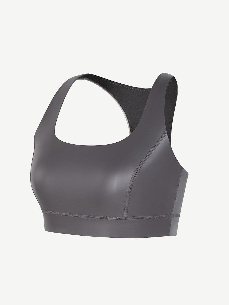 Valantomode | Silver Film Sauna Sports Bra with Removable Cups for Shaping