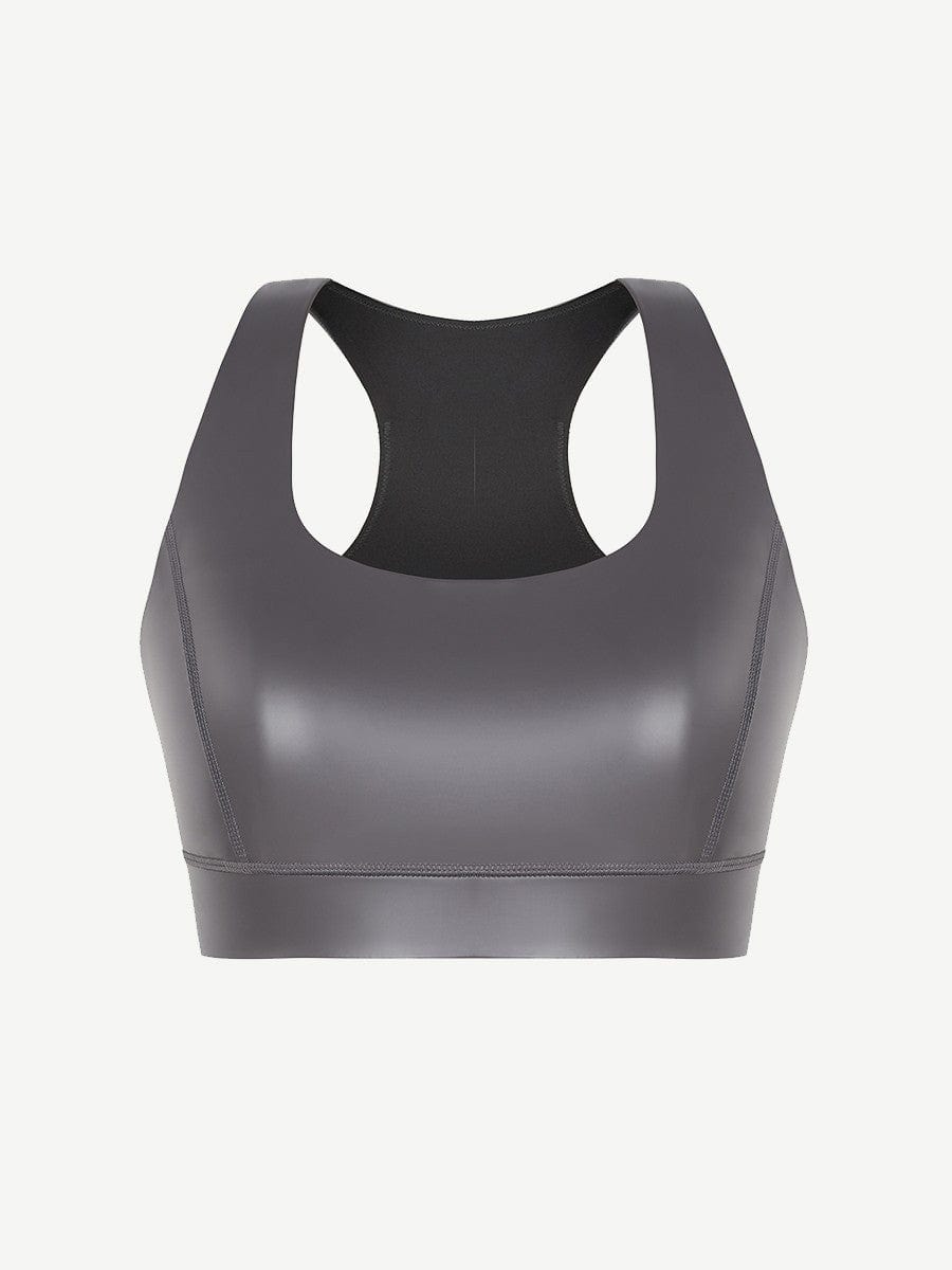 Valantomode | Silver Film Sauna Sports Bra with Removable Cups for Shaping