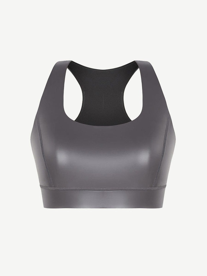 Valantomode | Silver Film Sauna Sports Bra with Removable Cups for Shaping