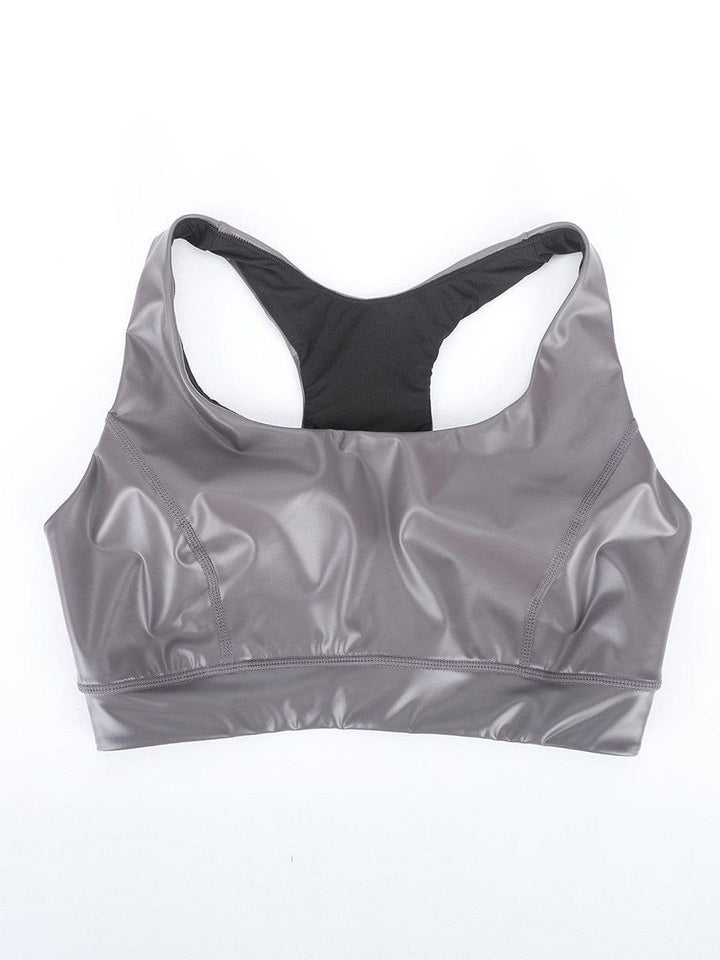 Valantomode | Silver Film Sauna Sports Bra with Removable Cups for Shaping