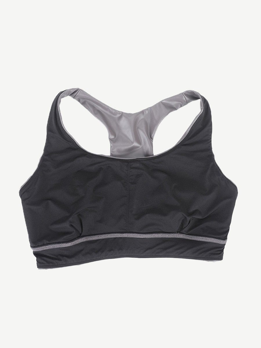 Valantomode | Silver Film Sauna Sports Bra with Removable Cups for Shaping