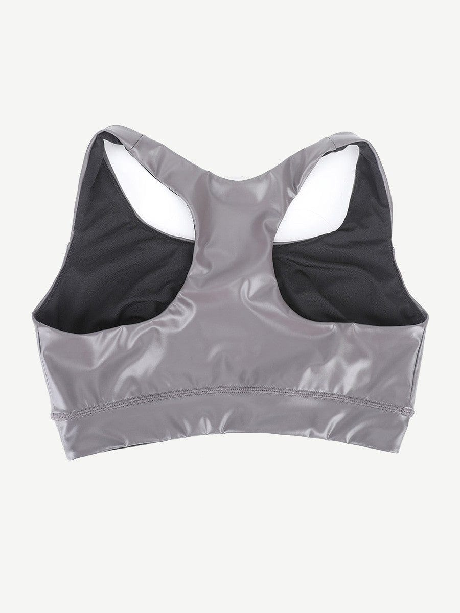 Valantomode | Silver Film Sauna Sports Bra with Removable Cups for Shaping