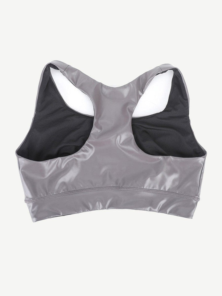 Valantomode | Silver Film Sauna Sports Bra with Removable Cups for Shaping