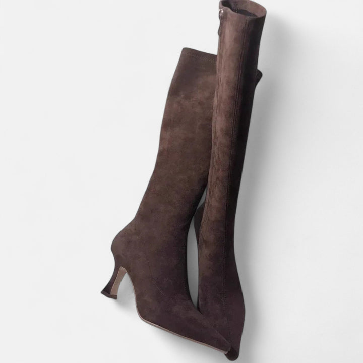 Valantomode | Women’s Suede Thigh-High Boots with Heels