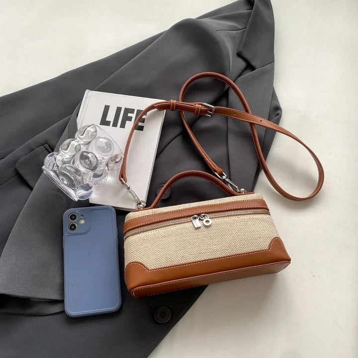 Valantomode | Odyssey Micro-Contour – Premium Two-Tone Canvas & Vegan Leather Mini Crossbody Bag