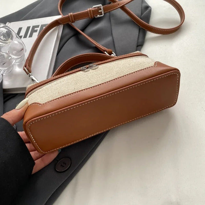 Valantomode | Odyssey Micro-Contour – Premium Two-Tone Canvas & Vegan Leather Mini Crossbody Bag