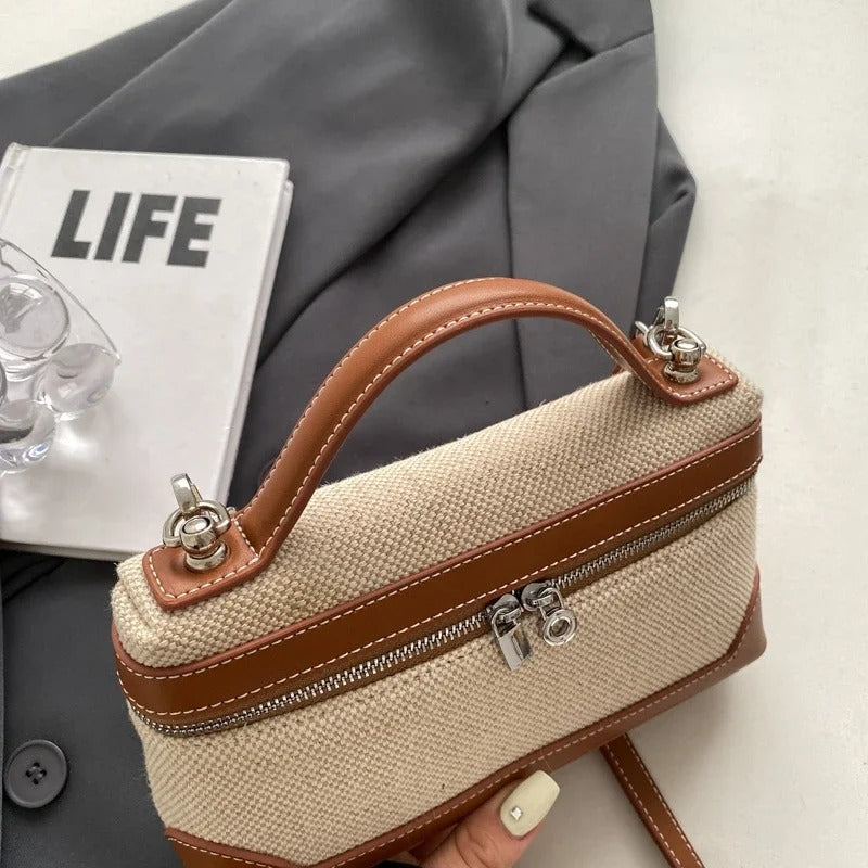 Valantomode | Odyssey Micro-Contour – Premium Two-Tone Canvas & Vegan Leather Mini Crossbody Bag