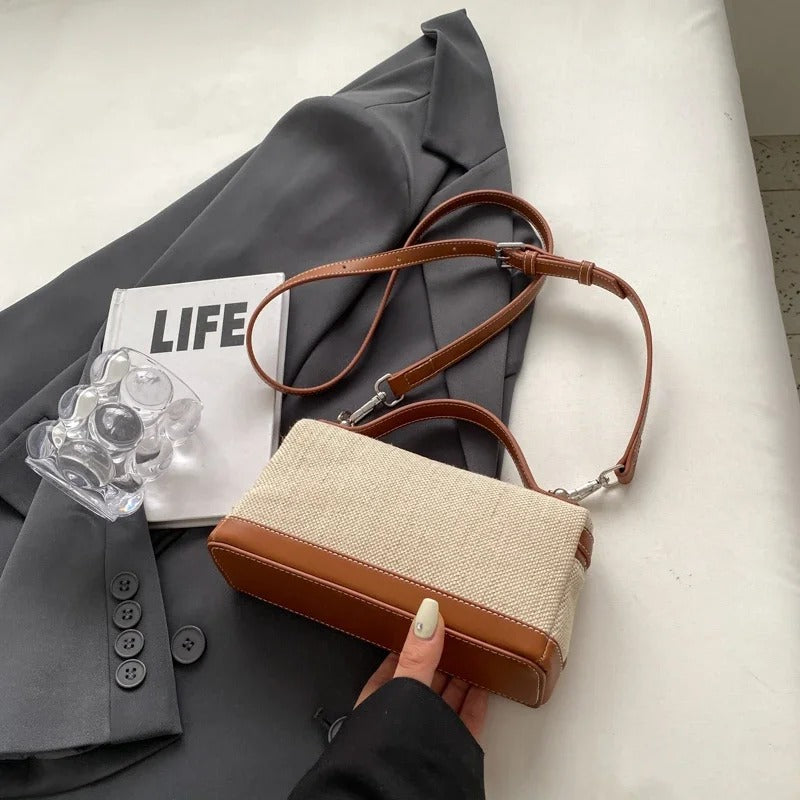 Valantomode | Odyssey Micro-Contour – Premium Two-Tone Canvas & Vegan Leather Mini Crossbody Bag