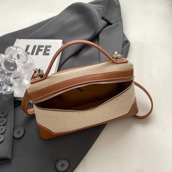 Valantomode | Odyssey Micro-Contour – Premium Two-Tone Canvas & Vegan Leather Mini Crossbody Bag
