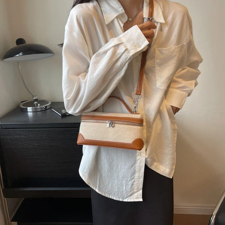 Valantomode | Odyssey Micro-Contour – Premium Two-Tone Canvas & Vegan Leather Mini Crossbody Bag