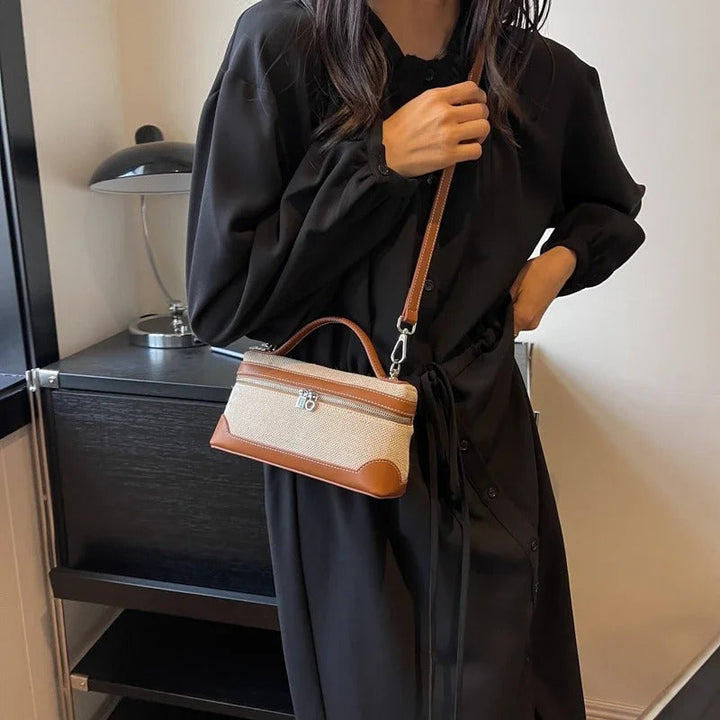Valantomode | Odyssey Micro-Contour – Premium Two-Tone Canvas & Vegan Leather Mini Crossbody Bag