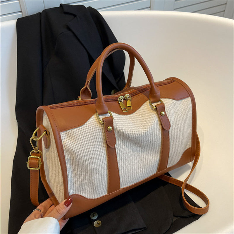 Valantomode | Odyssey Two-Tone Duffle – Premium Canvas & Vegan Leather Weekend Travel Bag
