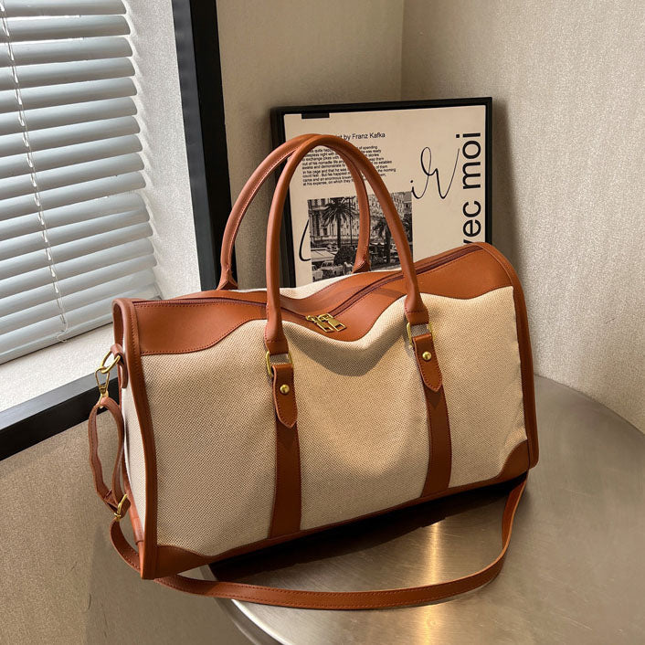 Valantomode | Odyssey Two-Tone Duffle – Premium Canvas & Vegan Leather Weekend Travel Bag