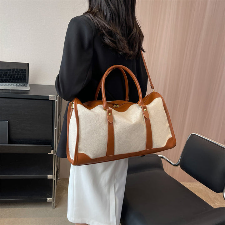Valantomode | Odyssey Two-Tone Duffle – Premium Canvas & Vegan Leather Weekend Travel Bag
