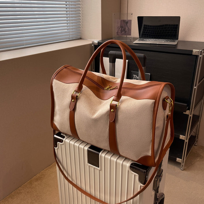 Valantomode | Odyssey Two-Tone Duffle – Premium Canvas & Vegan Leather Weekend Travel Bag
