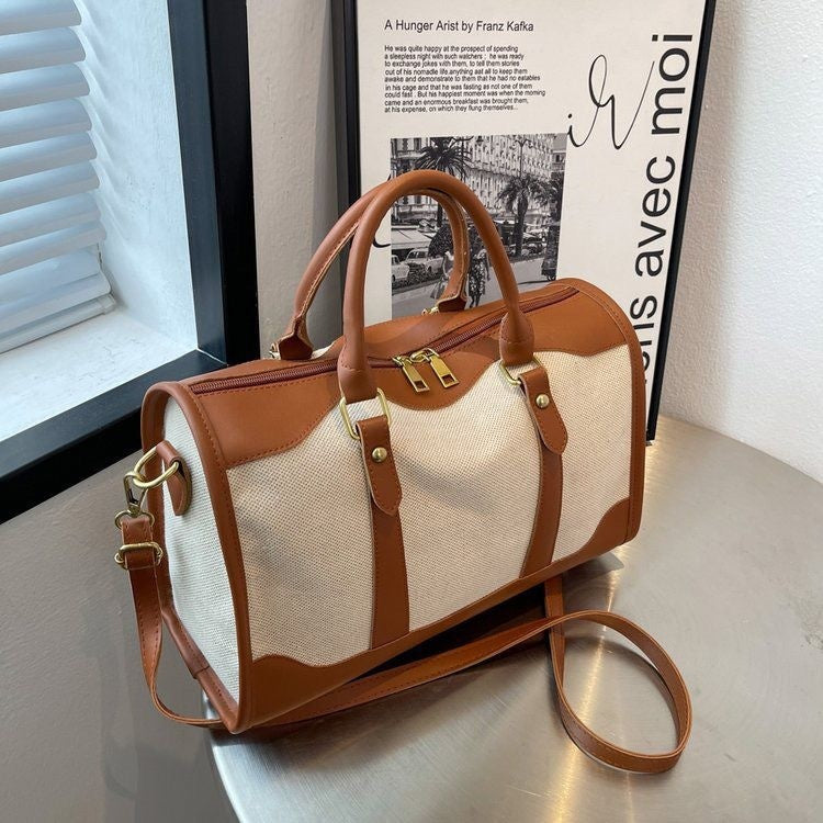 Valantomode | Odyssey Two-Tone Duffle – Premium Canvas & Vegan Leather Weekend Travel Bag