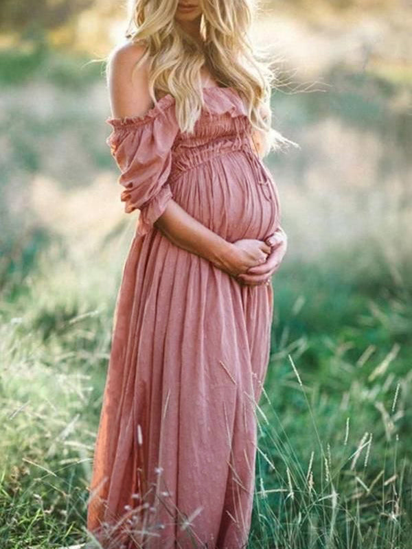 Valantomode | Stylish Long Sleeve Maternity Dress for Boho Moms