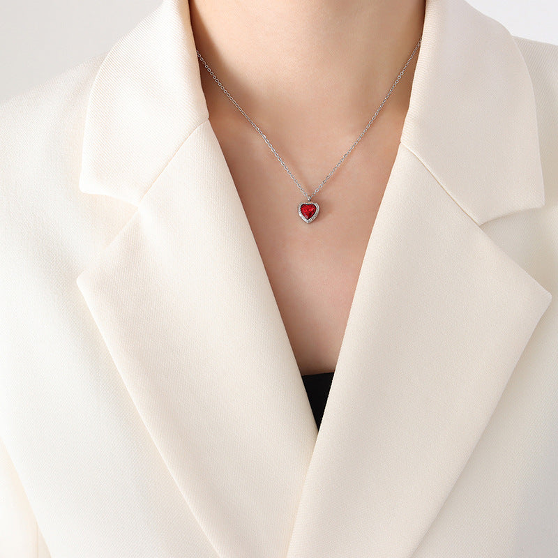 Valantomode | Heavyweight Plated Heart Pendant Necklace with CZ for Women