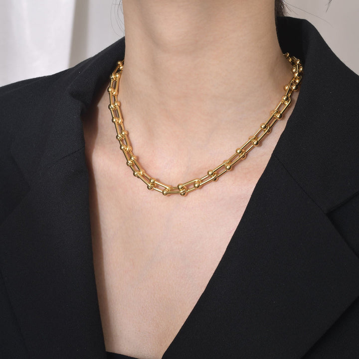 Valantomode | Heavyweight Gold Plated Link Necklace for Women