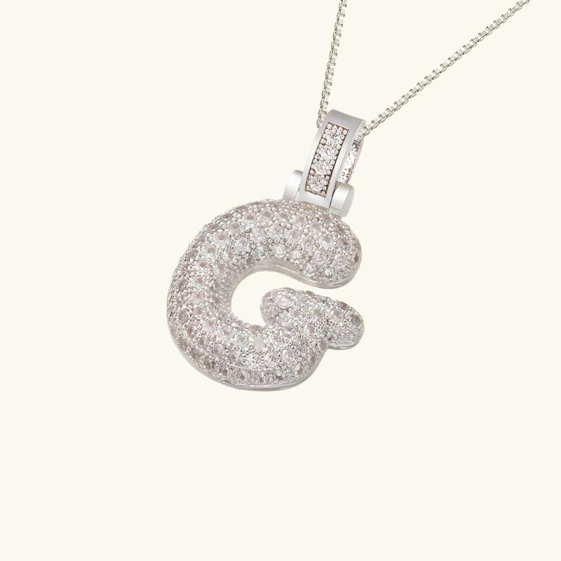 Valantomode | Plated Letter Luxe Necklace with Alphanumeric Architecture and Refractive Assets