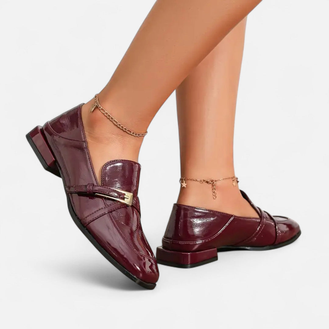 Valantomode | Women’s Burgundy Loafers with a Single Strap