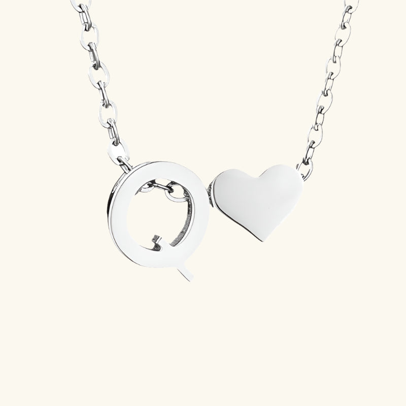 Valantomode | Plated Initial and Heart Charm Necklace for Women
