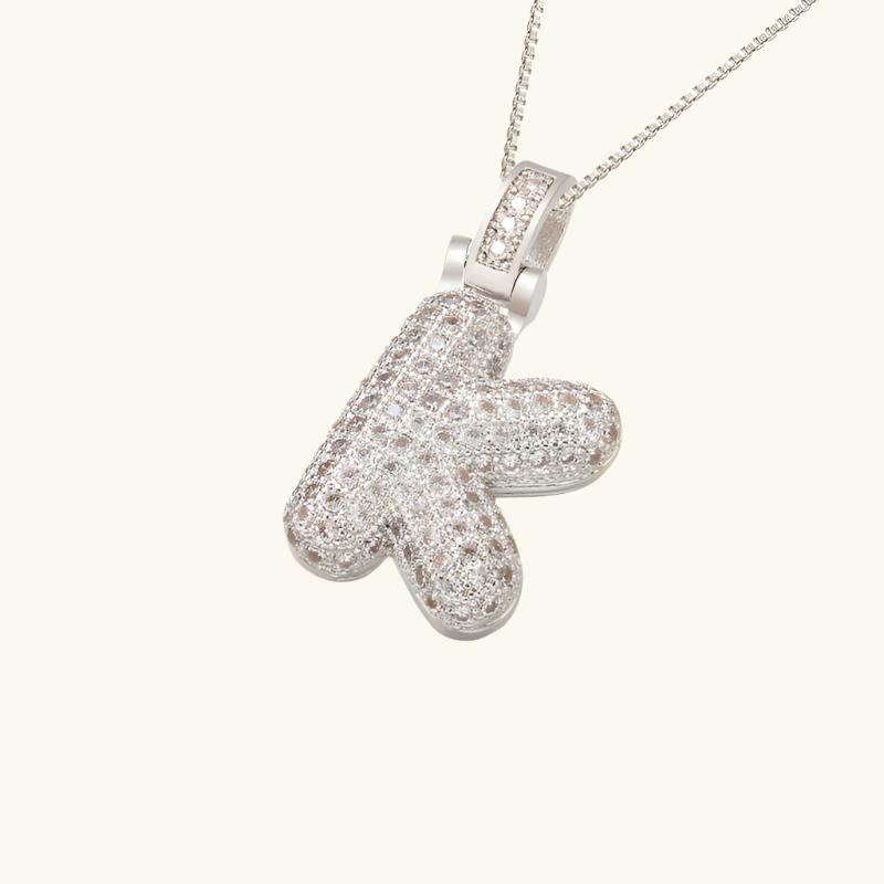 Valantomode | Plated Letter Luxe Necklace with Alphanumeric Architecture and Refractive Assets