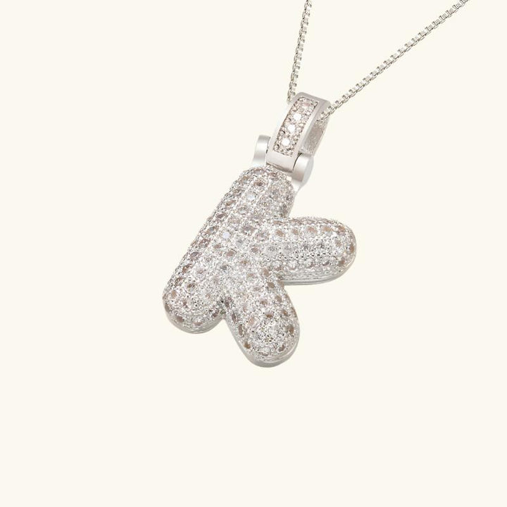 Valantomode | Plated Letter Luxe Necklace with Alphanumeric Architecture and Refractive Assets