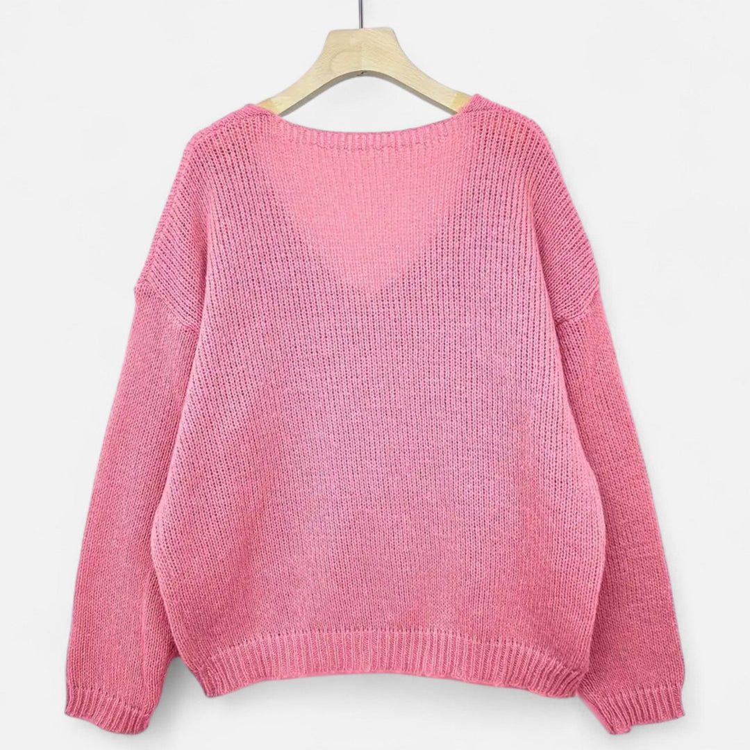 Valantomode | Women’s V-Neck Pullover Sweater – Essential Metropolitan Knitwear