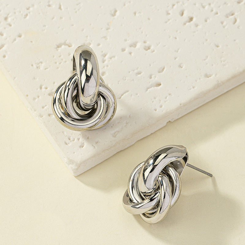 Valantomode | Heavyweight Plated Twist Motif Earrings for Women