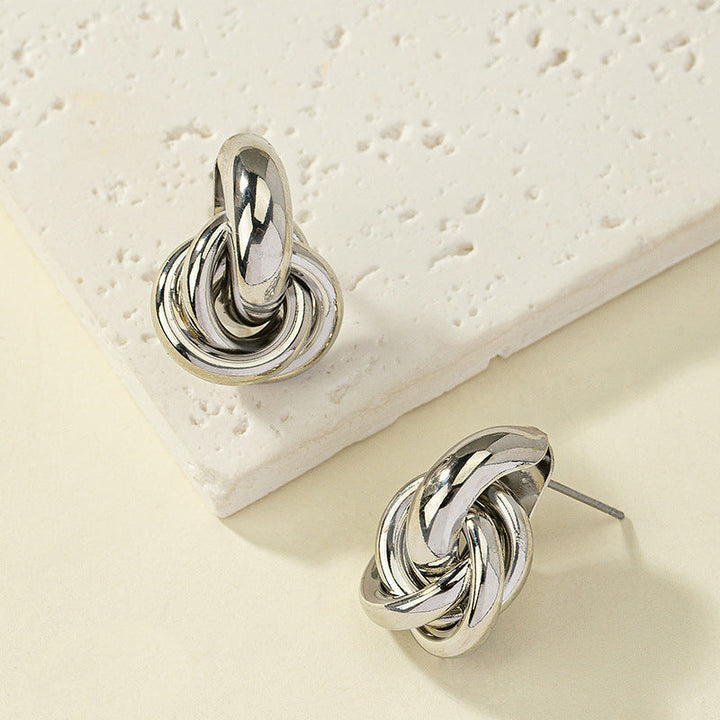 Valantomode | Heavyweight Plated Twist Motif Earrings for Women