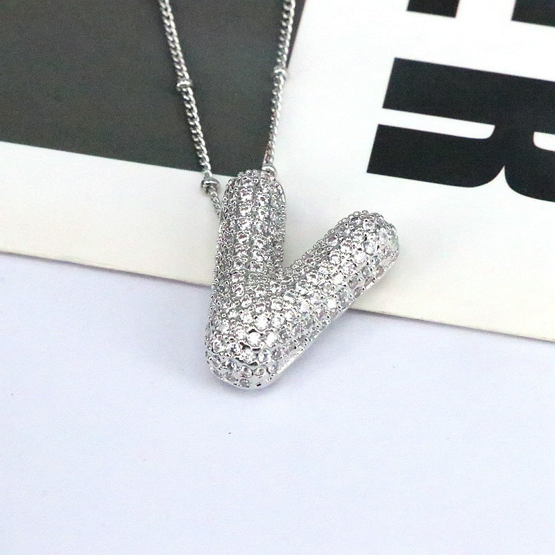 Valantomode | Gold Plated Bubble Initial Necklace for Women