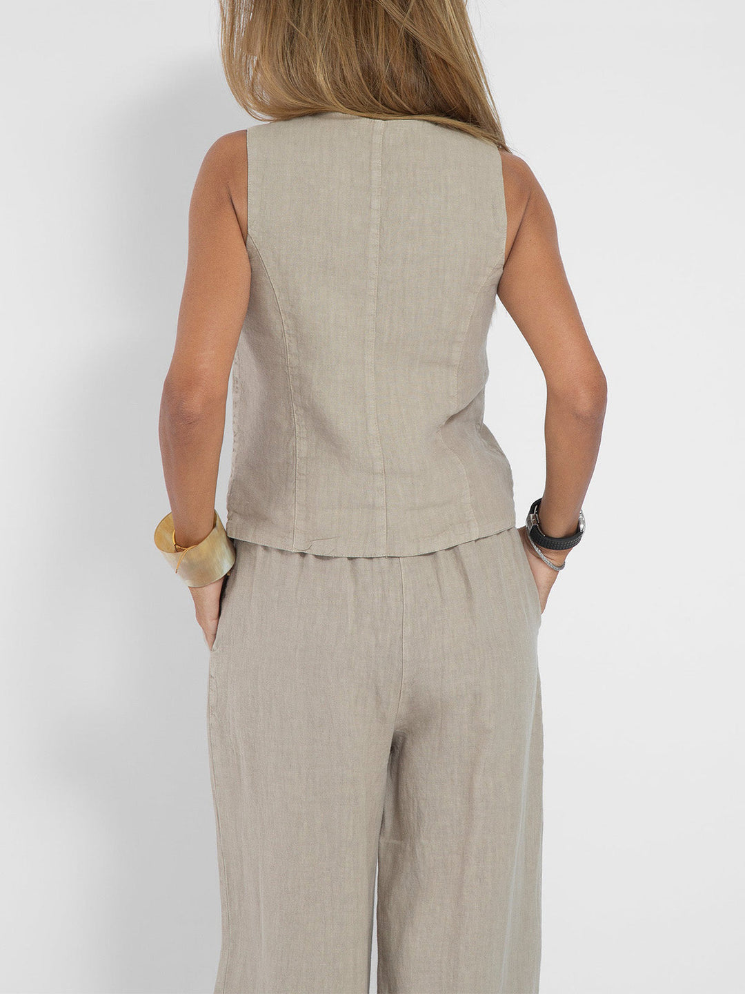 Valantomode | Chic Suit Set with Tailored Vest & Flowy Wide Pants