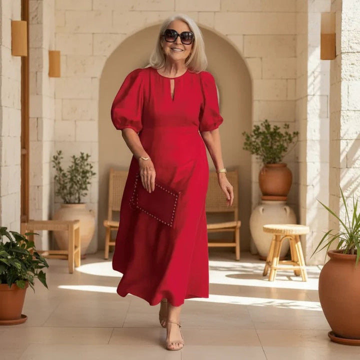 Valantomode | Dress with Elegant Puff Sleeves