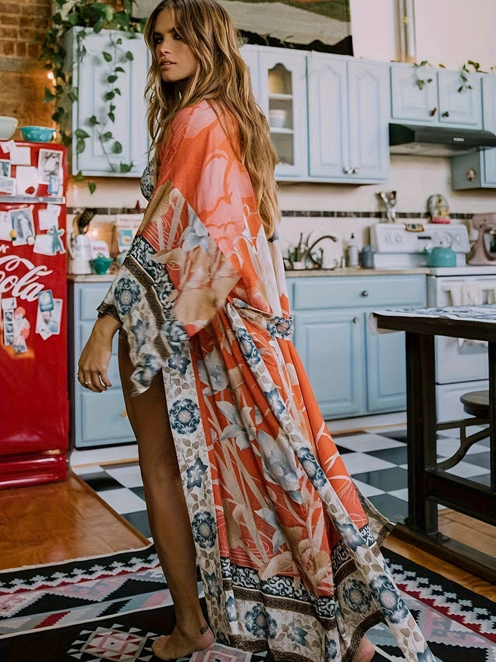 Valantomode | Chic Bohemian Floral Print Lounge Robe