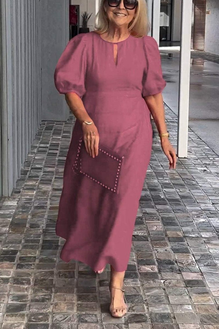 Valantomode | Dress with Elegant Puff Sleeves