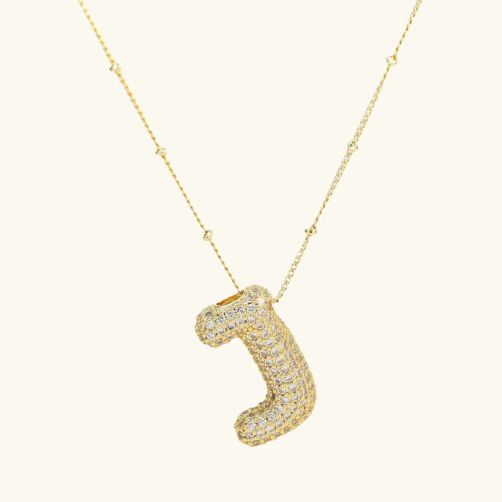 Valantomode | Gold Plated Bubble Initial Necklace for Women