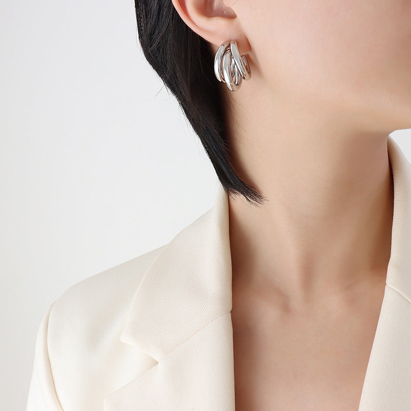 Valantomode | Plated Venice Earrings with Parabolic Arch Architecture and Volumetric Geometry