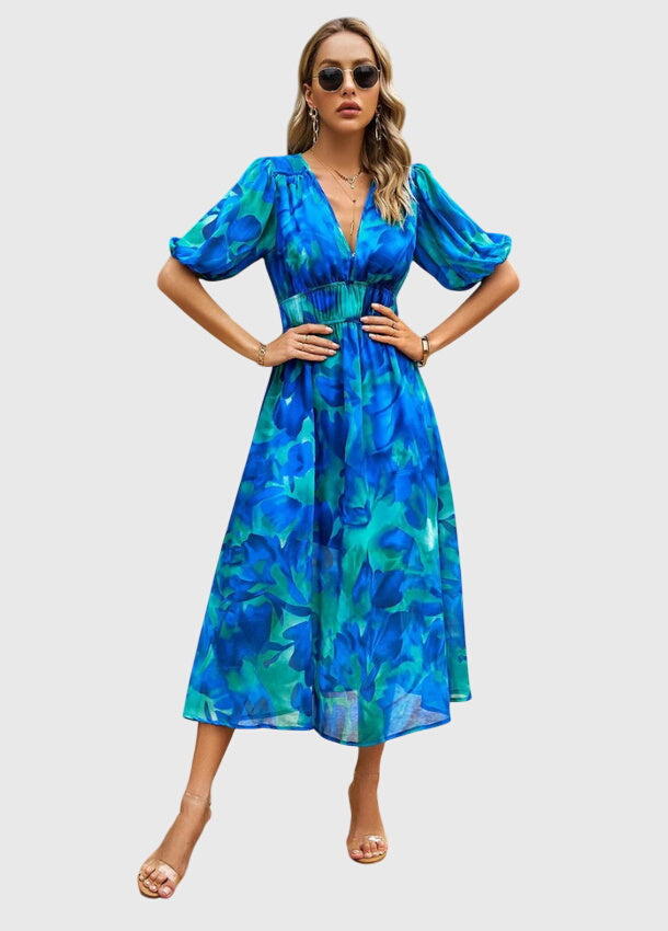 Valantomode | Beautiful Floral Midi Dress for Any Casual Gathering