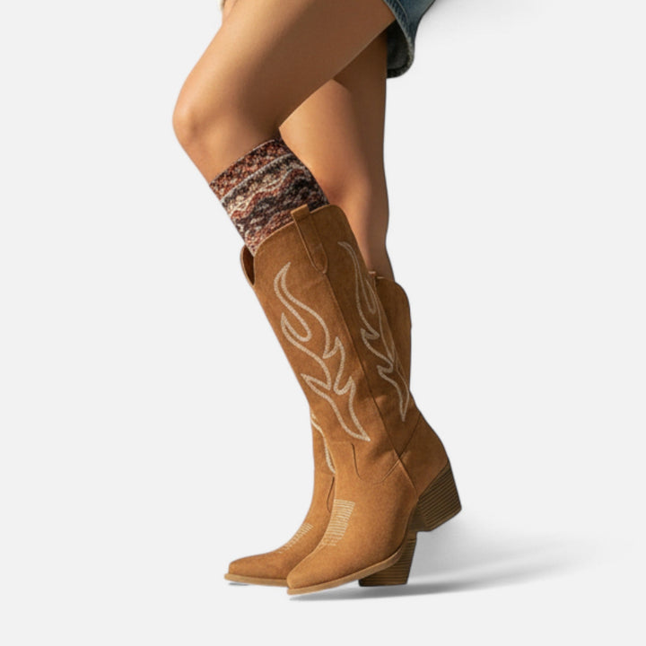 Valantomode | Women’s Chunky Heel Cowboy Boots