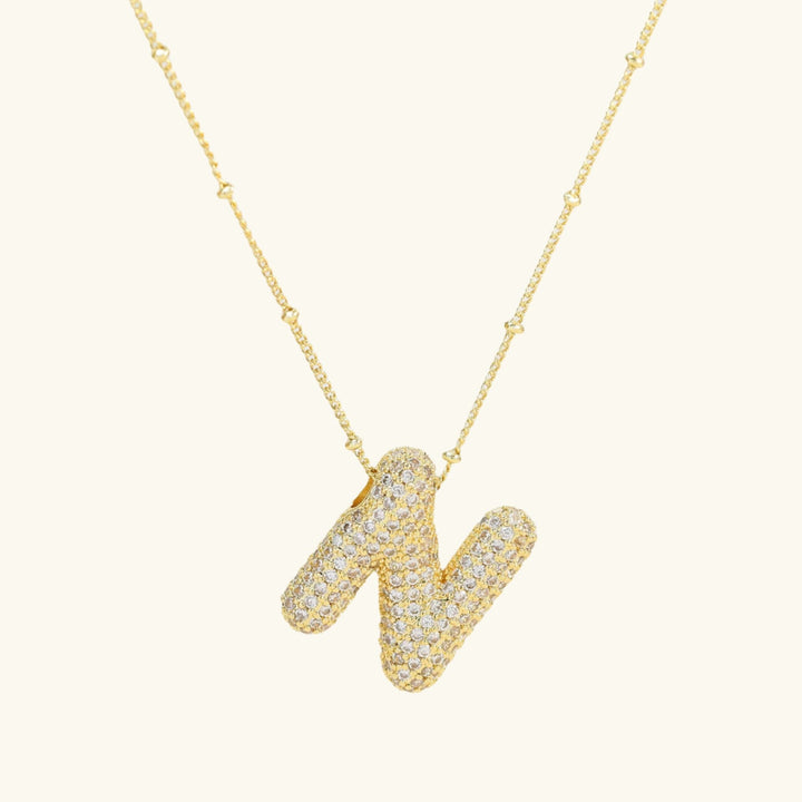 Valantomode | Gold Plated Bubble Initial Necklace for Women
