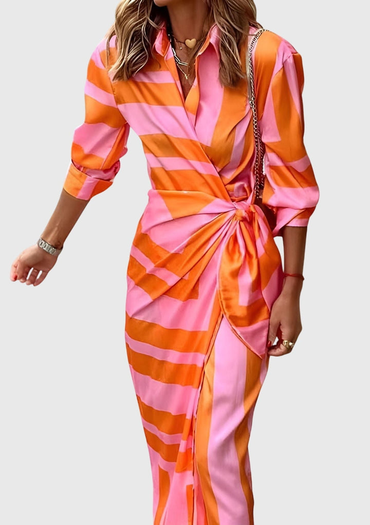 Valantomode | Stylish Printed Wrap Dress Perfect for Any Occasion