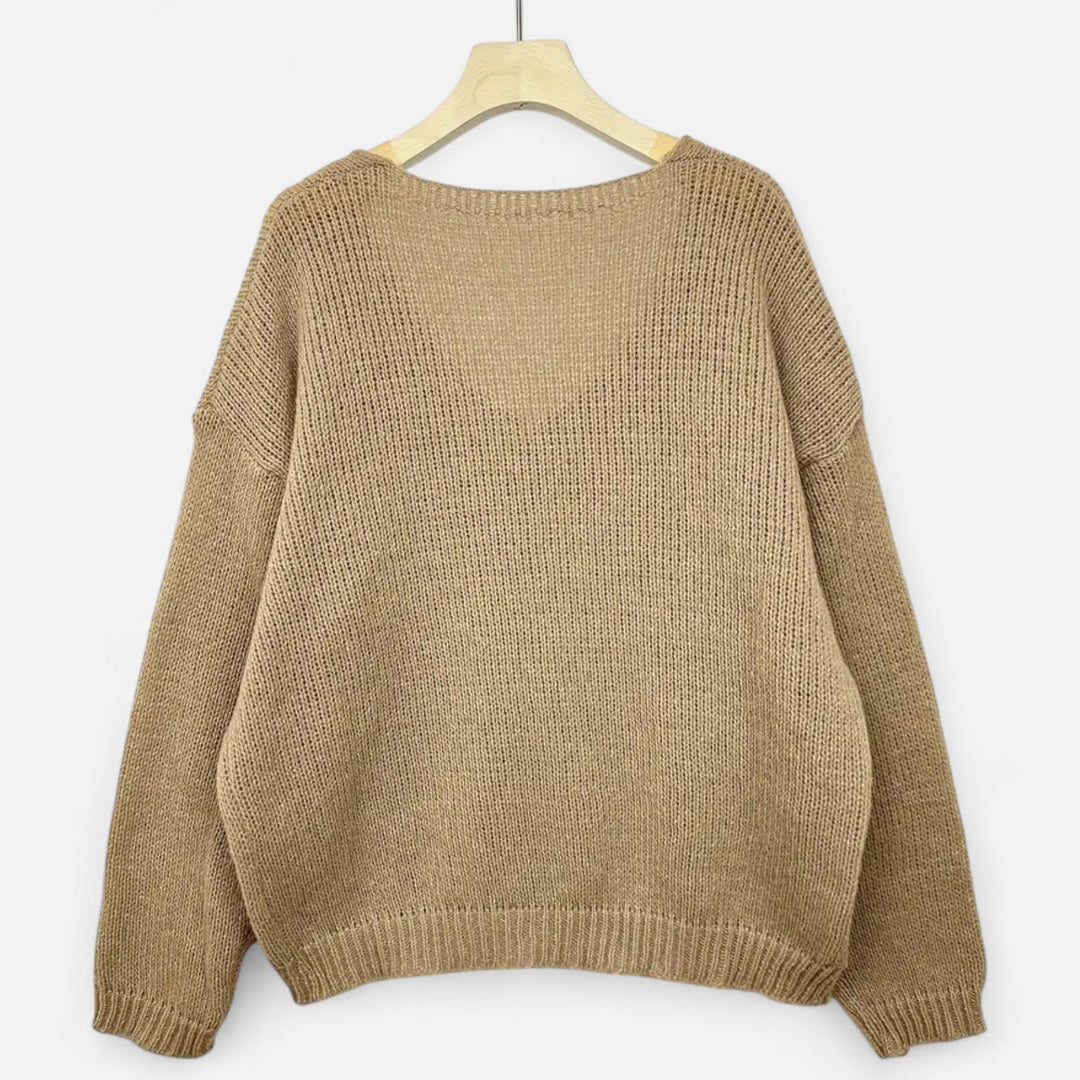Valantomode | Women’s V-Neck Pullover Sweater – Essential Metropolitan Knitwear