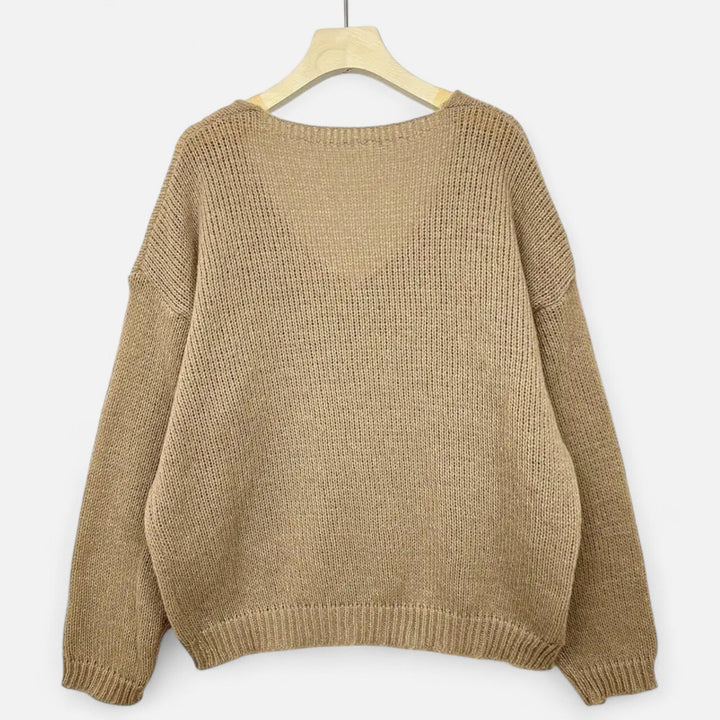 Valantomode | Women’s V-Neck Pullover Sweater – Essential Metropolitan Knitwear