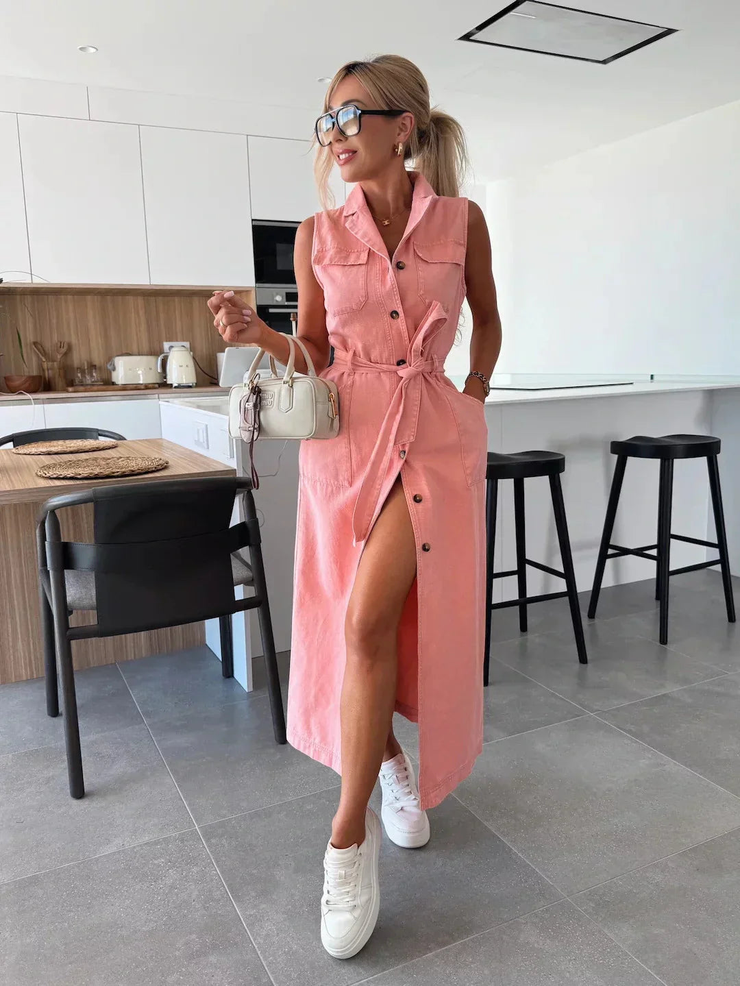 Valantomode | Stylish Long Denim Dress Perfect for Everyday Wear