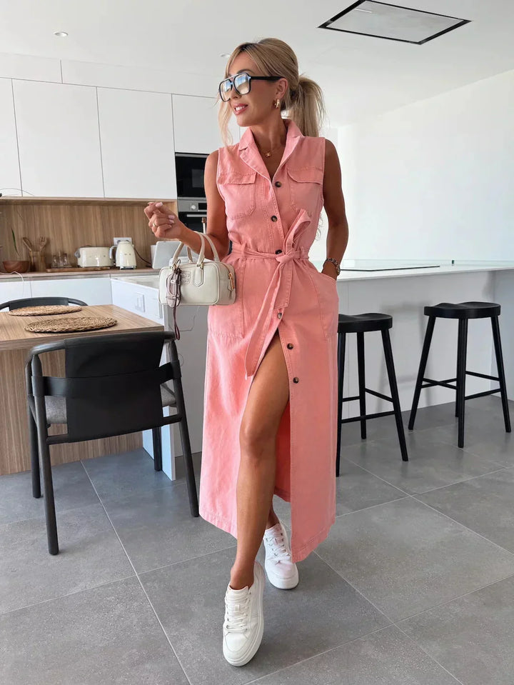 Valantomode | Stylish Long Denim Dress Perfect for Everyday Wear