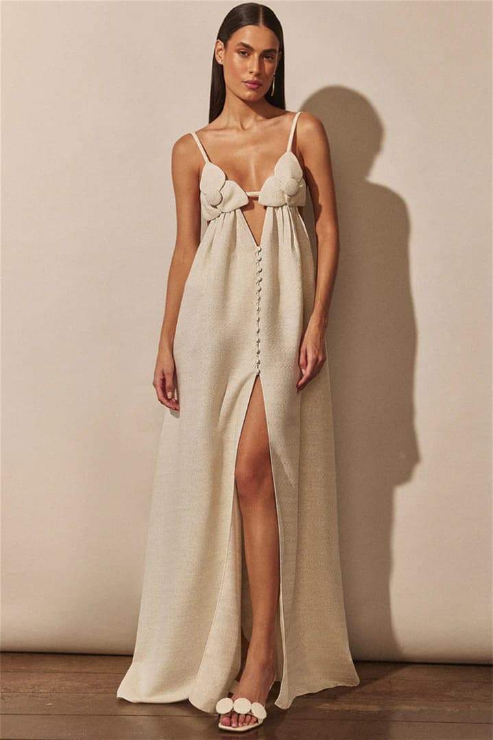 Valantomode | Floral Maxi Dress with Chic Split Detail