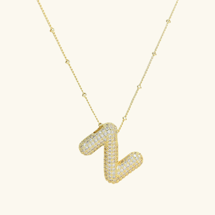 Valantomode | Gold Plated Bubble Initial Necklace for Women